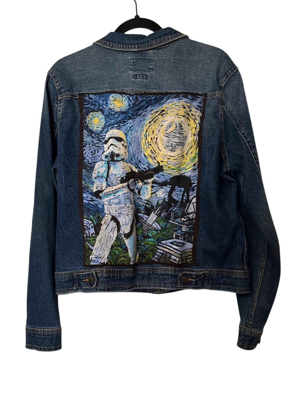 Custom Star Wars Stormtrooper Van Gogh Style Denim Jacket Women’s L